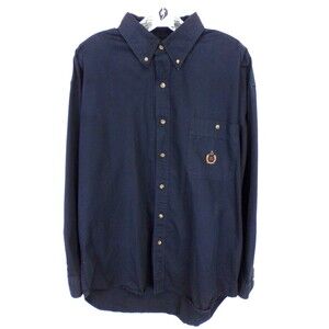 Bugle Boy Company Vintage Men's  Collard Dark Blue Button Long Sleeve Shirt XL